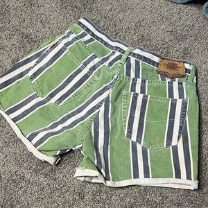 Green, Navy & White striped Pepe Vintage Jean Shorts